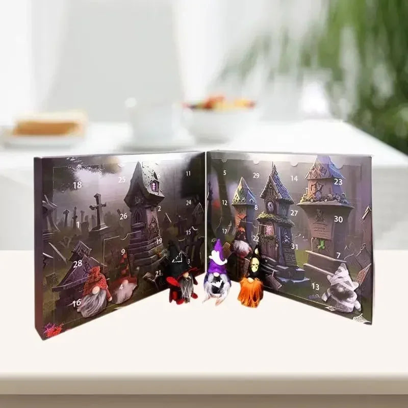 Halloween Advent Calendar with 24 Miniature Paper Gnomes – Festive Decoration for Countdown