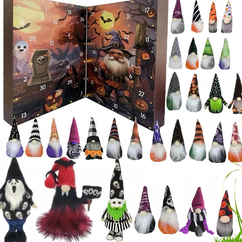 Calendrier de l'Avent Halloween avec 24 Gnomes en Plastique – Compte à Rebours Festif et Décoratif