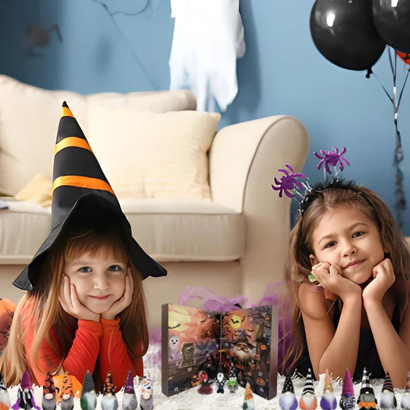 Calendrier de l'Avent Halloween avec 24 Gnomes en Plastique – Compte à Rebours Festif et Décoratif