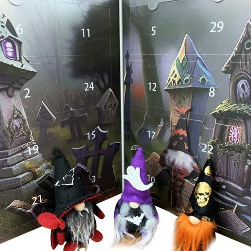 Halloween Advent Calendar with 24 Surprise Puzzles in Lightweight Cardboard – Festive Decoration and Countdown