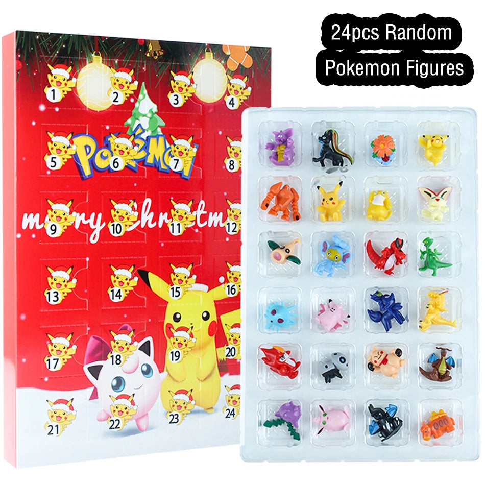 Calendrier de l'Avent Kawaii avec 24 Figurines Anime PVC Pikachu pour Enfants – Compte à Rebours Festif et Mignon