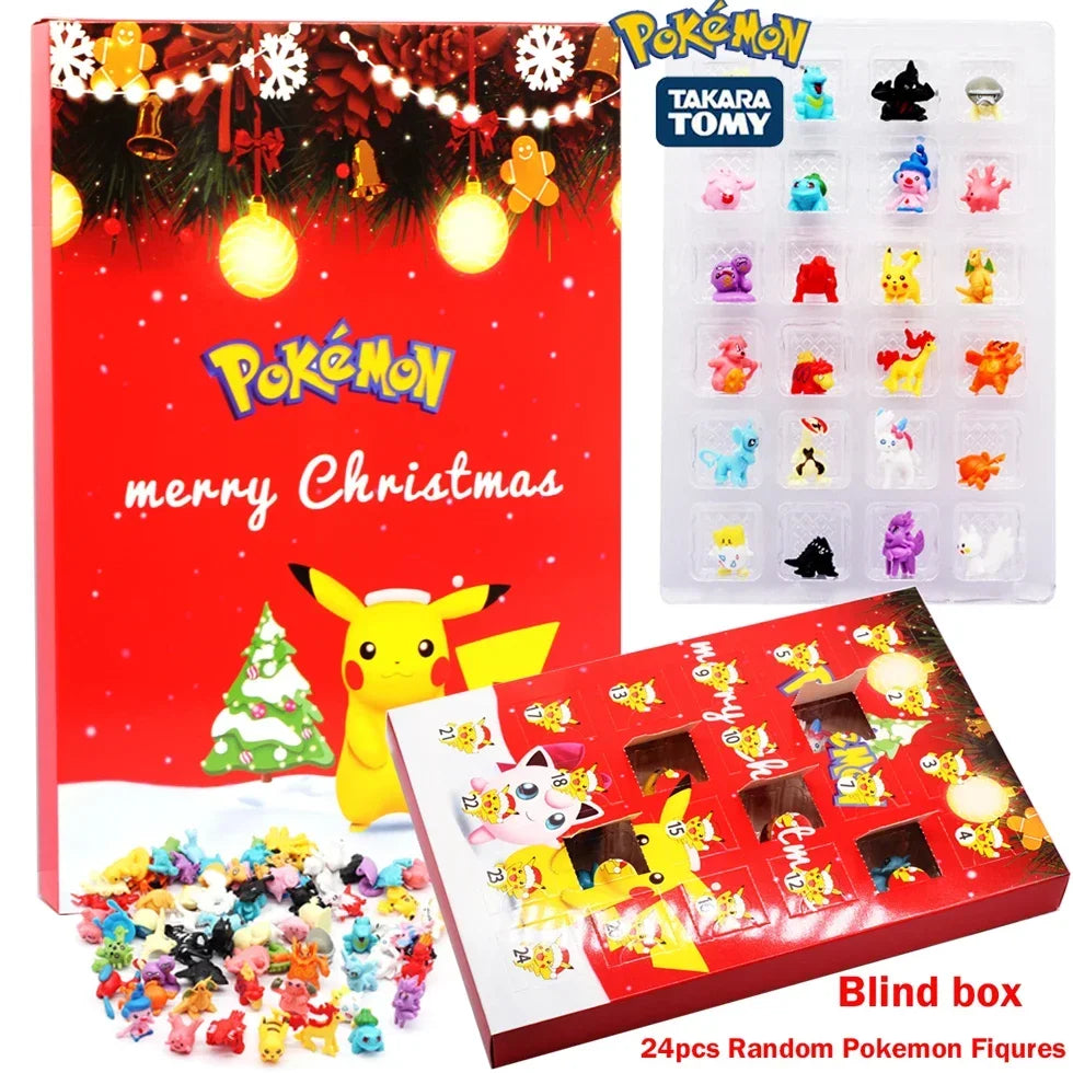 Calendrier de l'Avent Kawaii avec 24 Figurines Anime PVC Pikachu pour Enfants – Compte à Rebours Festif et Mignon