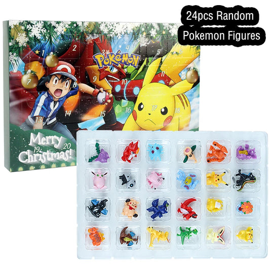 Kawaii Advent Calendar with 24 Anime PVC Pikachu Figurines for Children – Festive and Cute Countdown