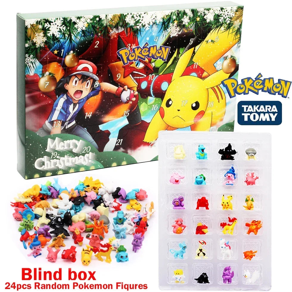 Calendrier de l'Avent Kawaii avec 24 Figurines Anime PVC Pikachu pour Enfants – Compte à Rebours Festif et Mignon