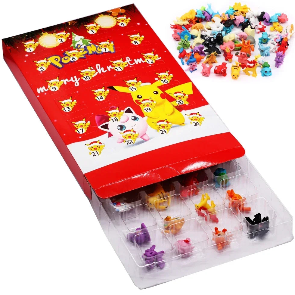 Calendrier de l'Avent Kawaii avec 24 Figurines Anime PVC Pikachu pour Enfants – Compte à Rebours Festif et Mignon