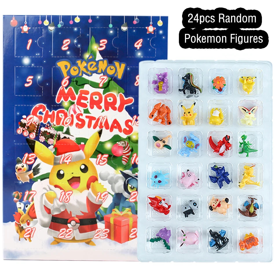 Calendrier de l'Avent Kawaii avec 24 Figurines Anime PVC Pikachu pour Enfants – Compte à Rebours Festif et Mignon