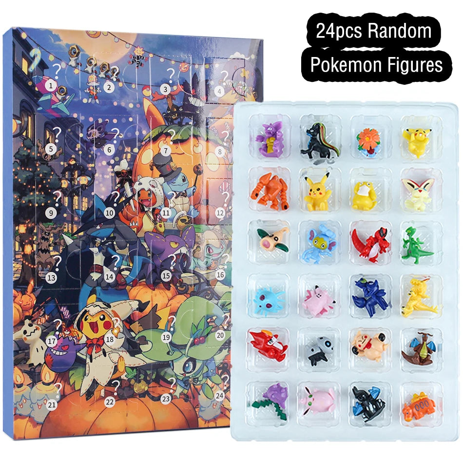 Calendrier de l'Avent Kawaii avec 24 Figurines Anime PVC Pikachu pour Enfants – Compte à Rebours Festif et Mignon