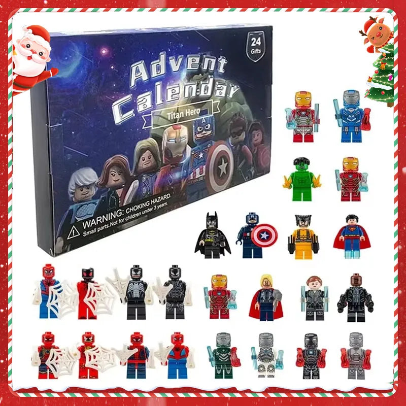 Calendrier de l'Avent Marvel avec 24 Figurines en PVC pour Enfants - Cadeau de Noël Festif et Collectible