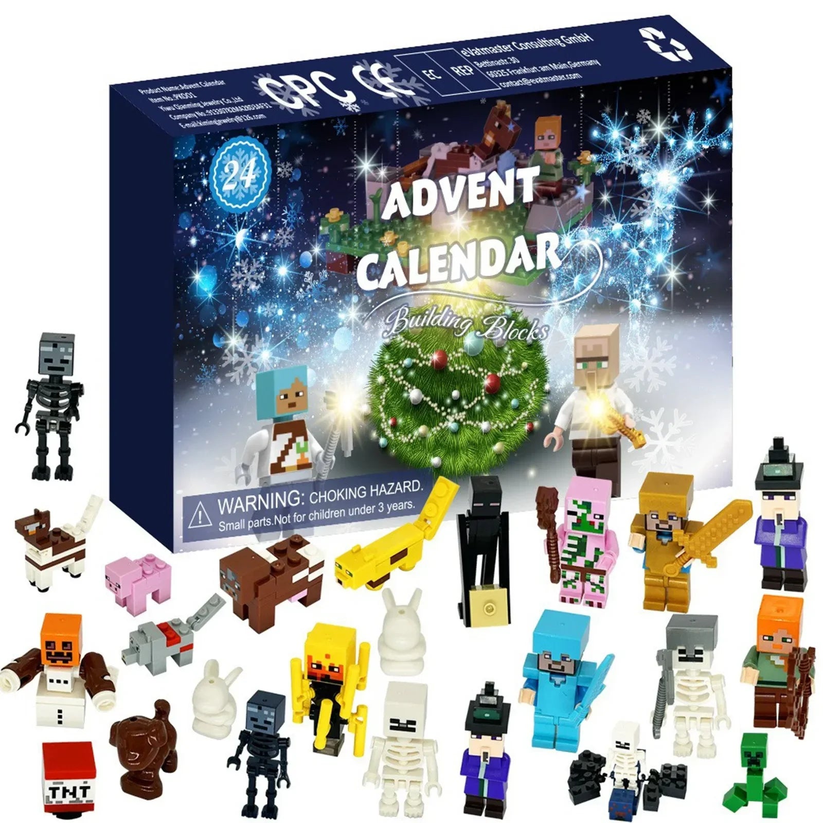 Calendrier de l'Avent Original avec 24 Figurines en Blocs de Construction – Jouet Éducatif pour Enfants, Compte à Rebours de Noël