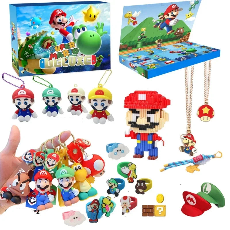 Calendrier de l'Avent Super Mario Bros avec 24 Figurines d'Action Anime – Cadeau de Noël Festif pour Enfants