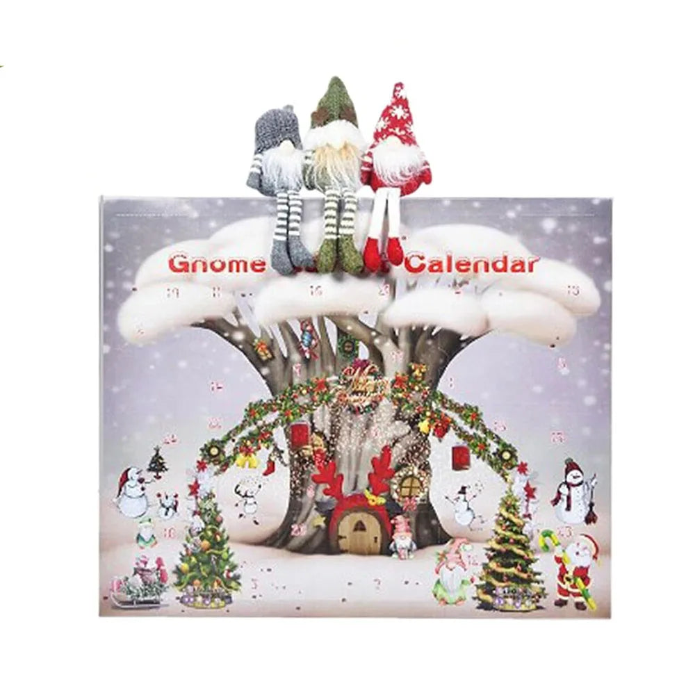 Calendrier de l'Avent en Gnome Plush avec 3 Gnomes Collectibles – Décor Scandinave de Noël, 30 cm