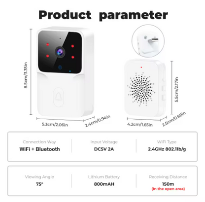 Wireless HD Video Doorbell Camera with Night Vision and Two-Way Audio – Easy Installation and Weather Resistant