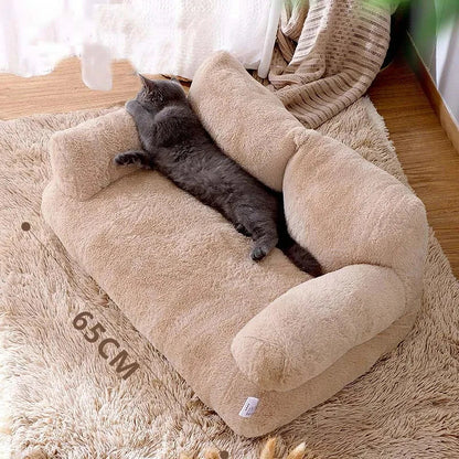 Canapé-lit douillet pour chats et chiens - Nid en peluche chaude pour petits et moyens animaux de compagnie