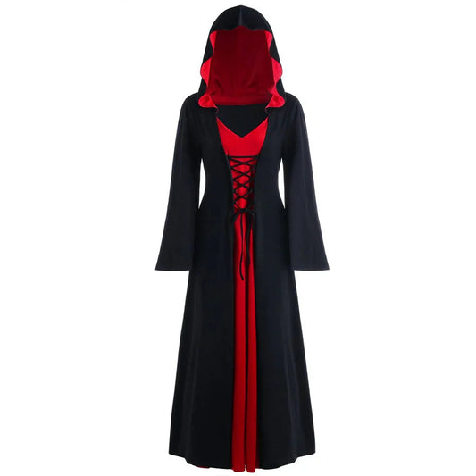 Medieval Hooded Cape for Women - Elegant Vampire Witch Costume for Halloween