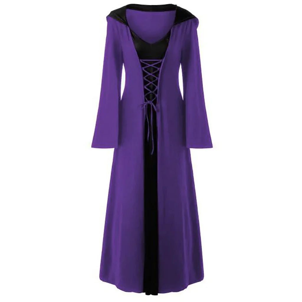 Cape Médiévale à Capuche pour Femme - Costume de Sorcière Vampire Élégant pour Halloween
