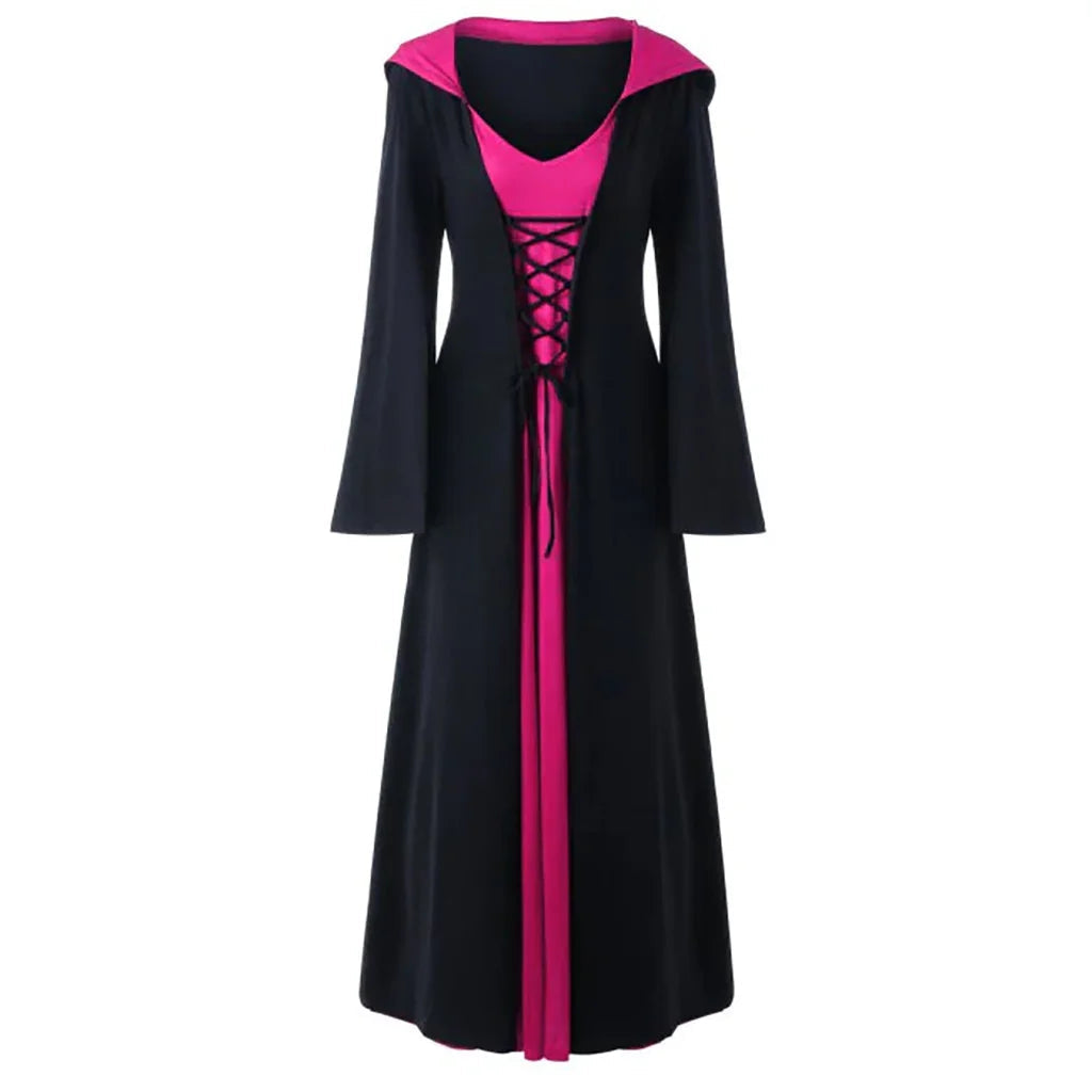Cape Médiévale à Capuche pour Femme - Costume de Sorcière Vampire Élégant pour Halloween