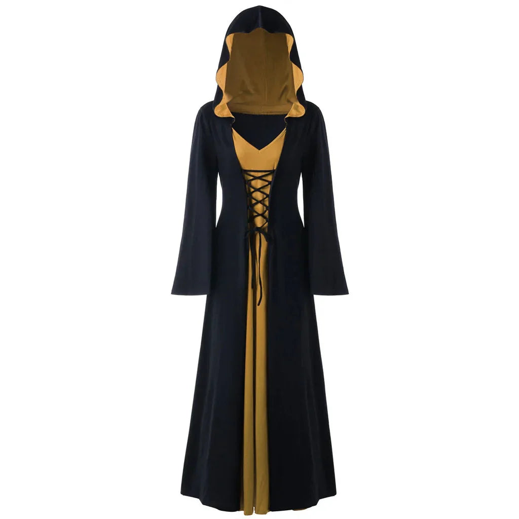 Cape Médiévale à Capuche pour Femme - Costume de Sorcière Vampire Élégant pour Halloween