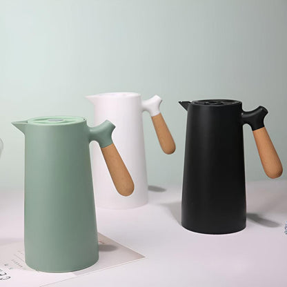 Carafe Isolante 1L avec Poignée en Bois – Verre Écologique pour Maison et Bureau