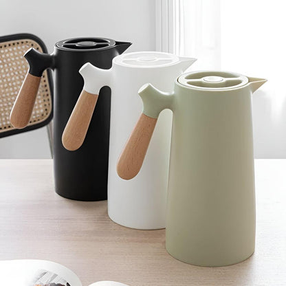 Carafe Isolante 1L avec Poignée en Bois – Verre Écologique pour Maison et Bureau