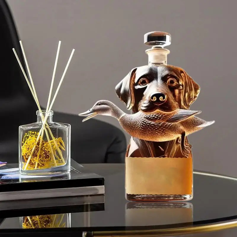 Glass Decanter Carafe in Dog Shape – Elegant Whisky Bottle and Interior Decoration