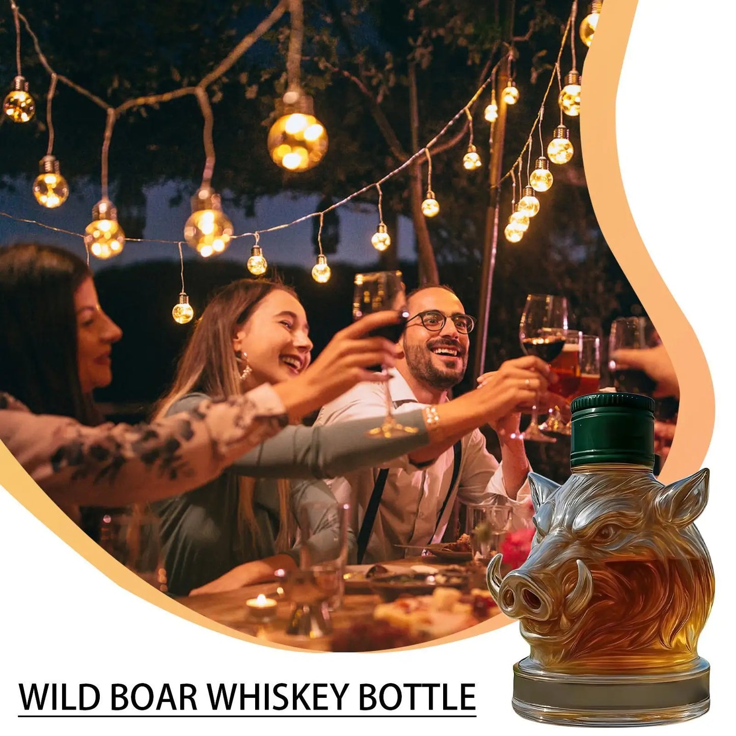 Carafe à whisky en verre avec design de sanglier – 12Oz, décoration élégante pour bar et maison