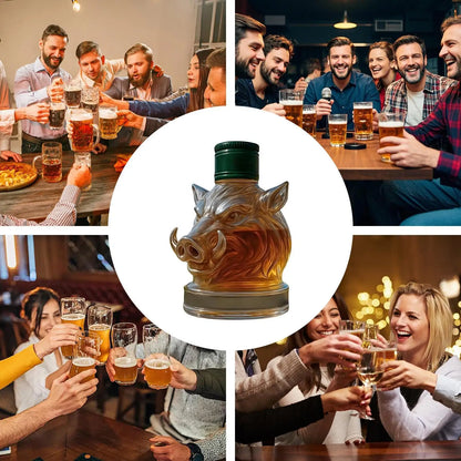 Carafe à whisky en verre avec design de sanglier – 12Oz, décoration élégante pour bar et maison