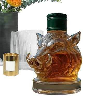 Carafe à whisky en verre avec design de sanglier – 12Oz, décoration élégante pour bar et maison