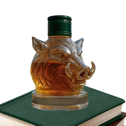Carafe à whisky en verre avec design de sanglier – 12Oz, décoration élégante pour bar et maison