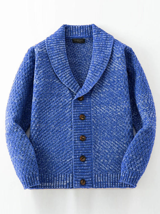 Classic Cardigan for Men with Shawl Collar and Textured Knit – Ideal for Autumn and Winter