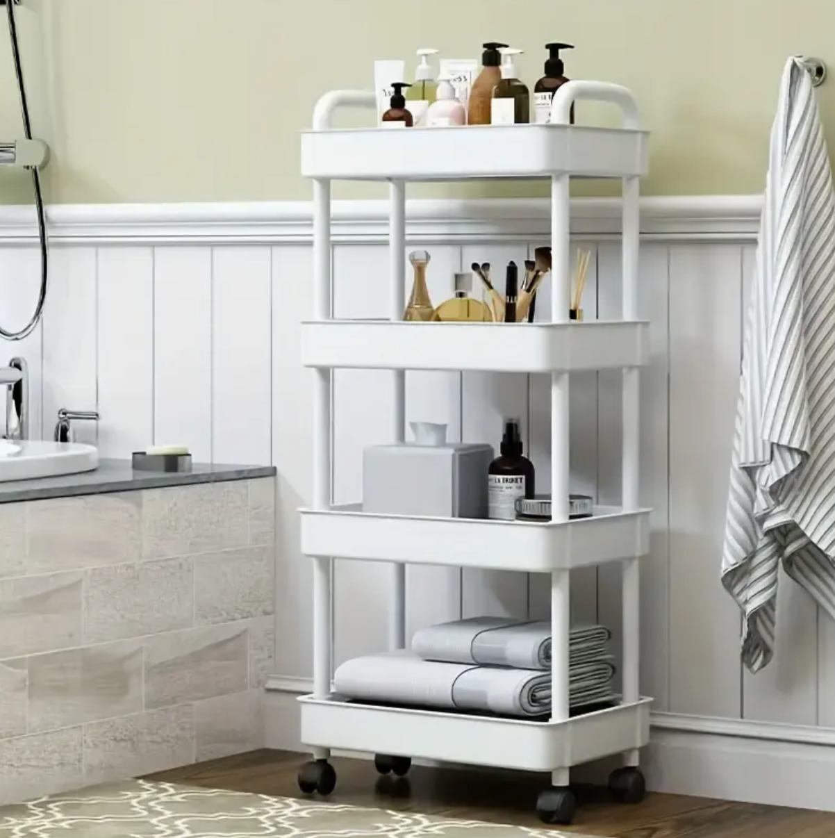 Chariot de rangement mobile multicouche avec roues pour cuisine et chambre