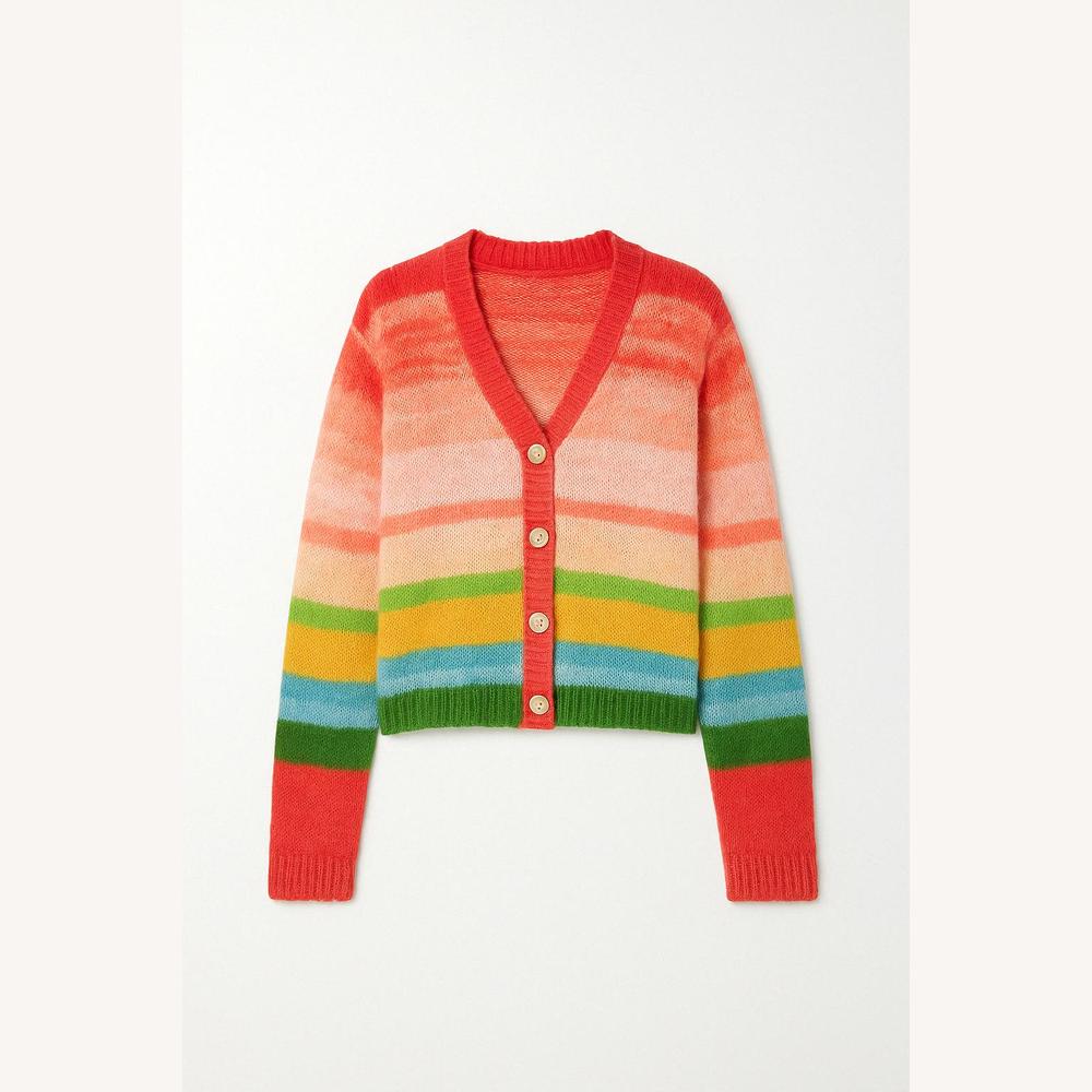 Women's Sleeveless Striped Multicolor Mohair Vest – Casual and Comfortable V-Neck