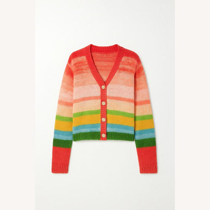 Women's Sleeveless Striped Multicolor Mohair Vest – Casual and Comfortable V-Neck