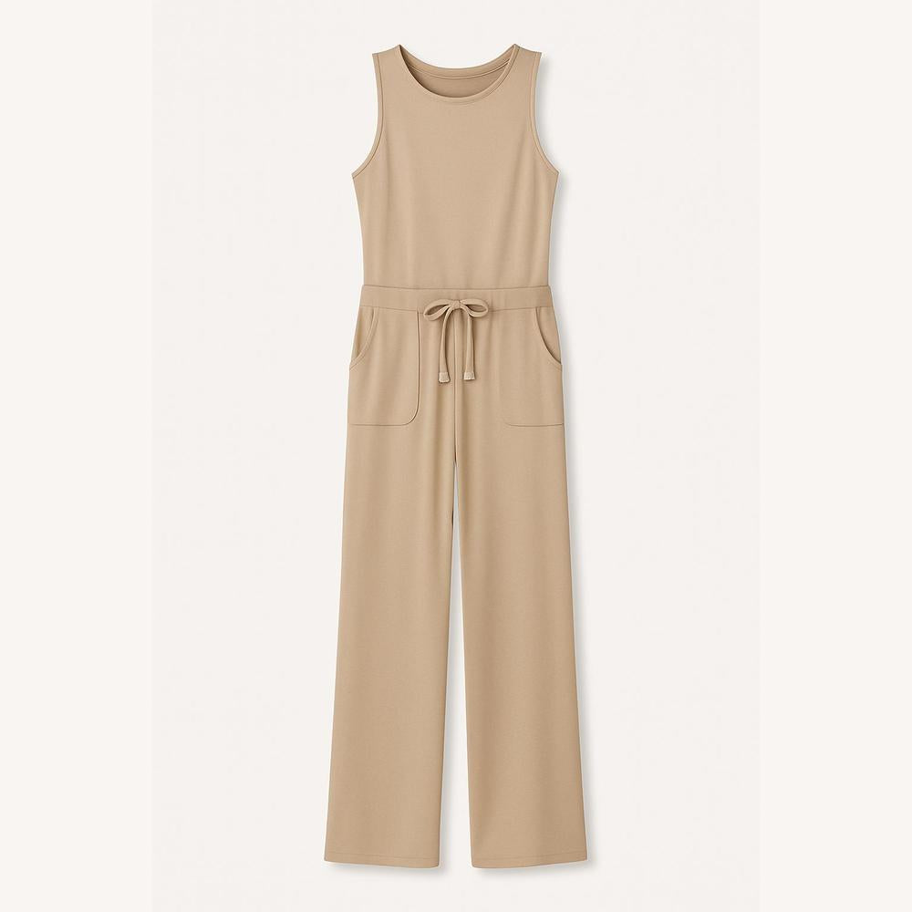 Ensemble Tailleur Femme Élégant en Tissu Doux – Débardeur Sans Manches et Pantalon Large Taille Haute