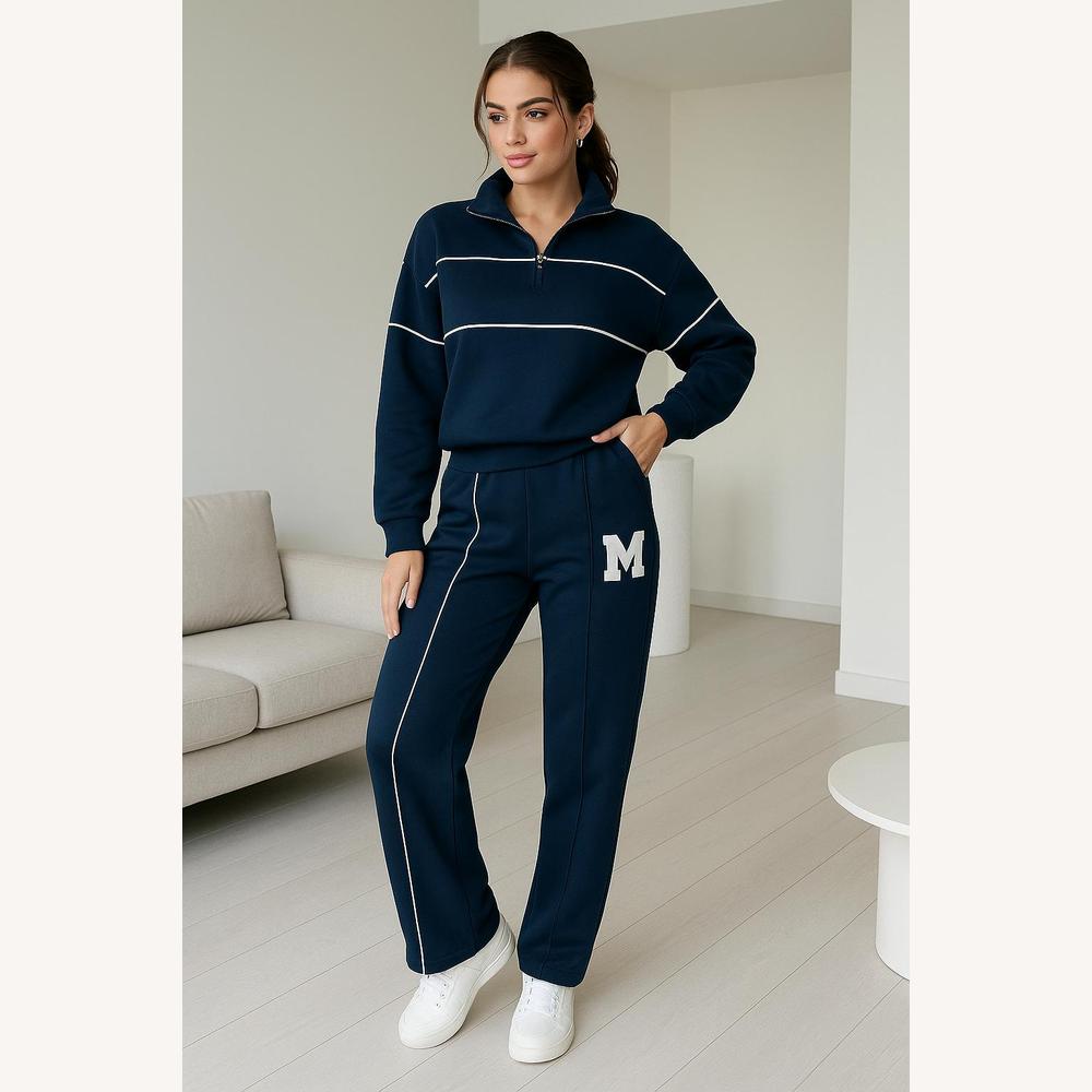 Survêtement Homme Universitaire en Coton et Polyester – Sweat Ample et Pantalon de Jogging Ajusté, Style Décontracté