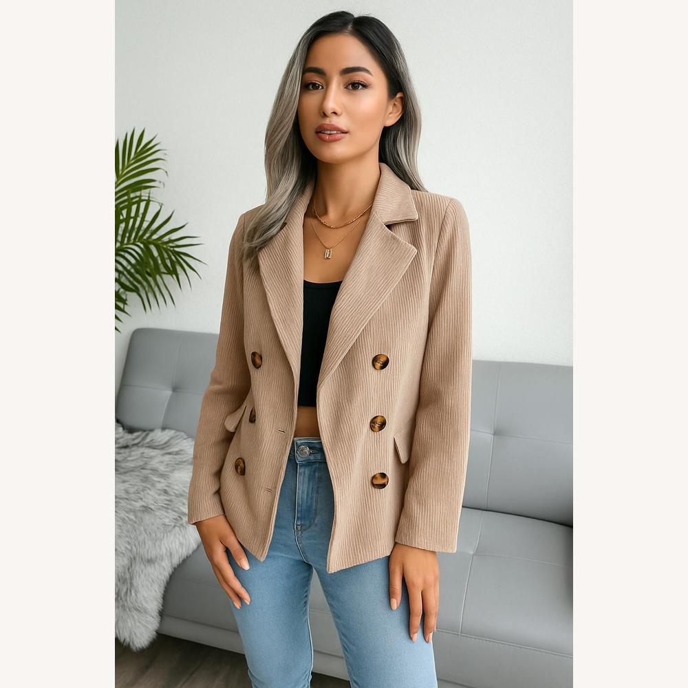 Blazer Homme en Velours Côtelé Noir à Double Boutonnage – Élégant et Décontracté pour Toutes Occasions