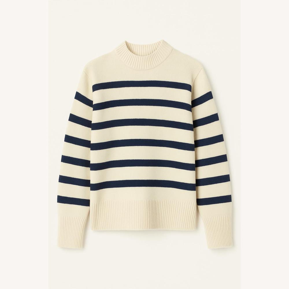 Pull Tricoté à Rayures Doux pour Femme – Chic et Confortable, Idéal pour un Look Décontracté