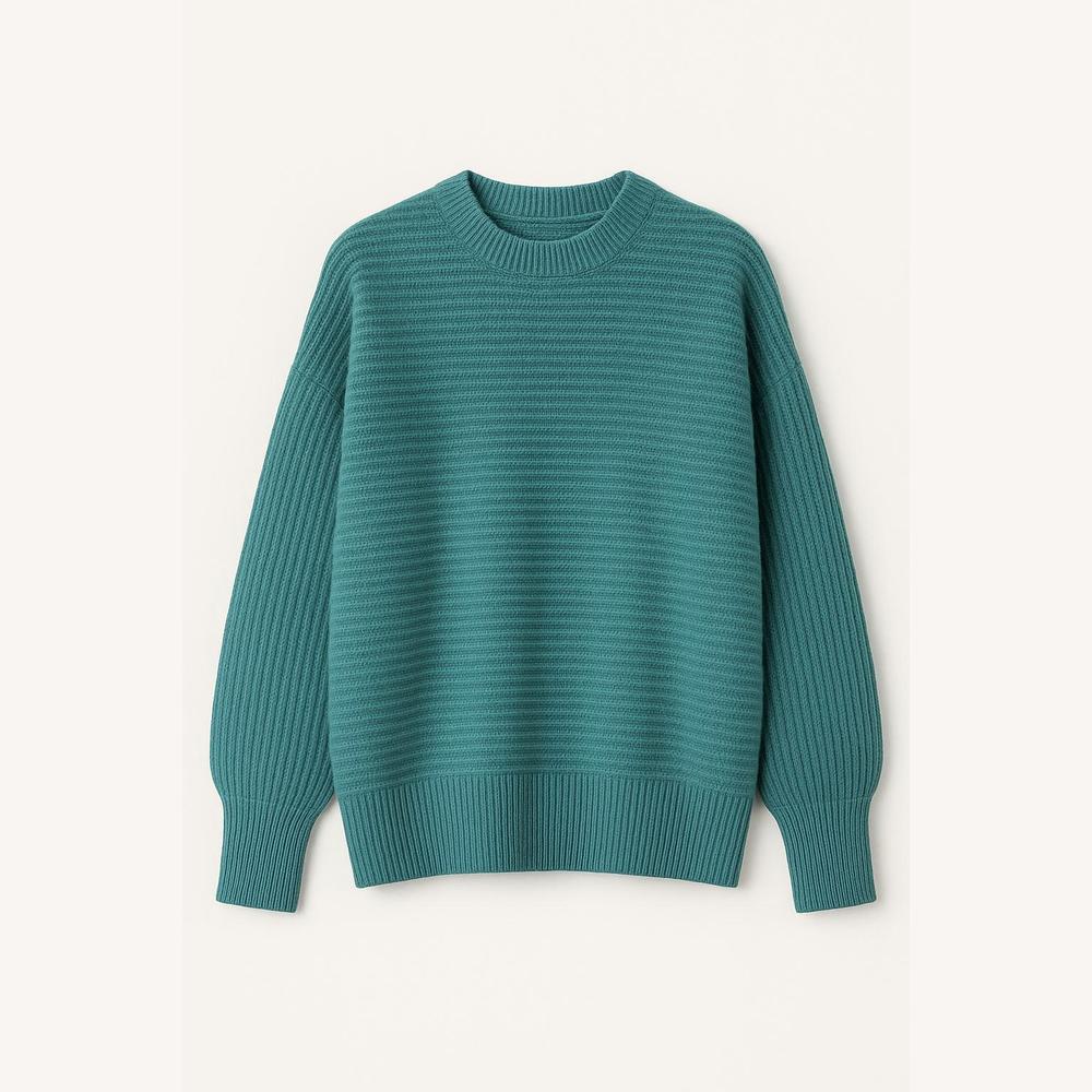 Pull Tricoté Oversize Femme en Polyester Doux – Col Rond, Coupe Ample et Finitions Côtelées pour un Style Décontracté