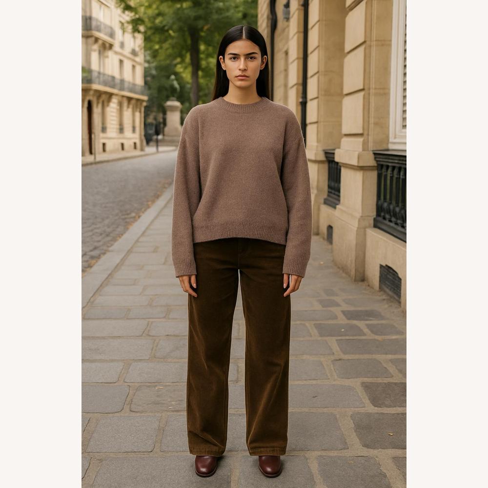 Pull Femme Oversize en Laine Mélangée – Confort et Élégance, Col Rond, Doux et Chic, Disponible en S à XL