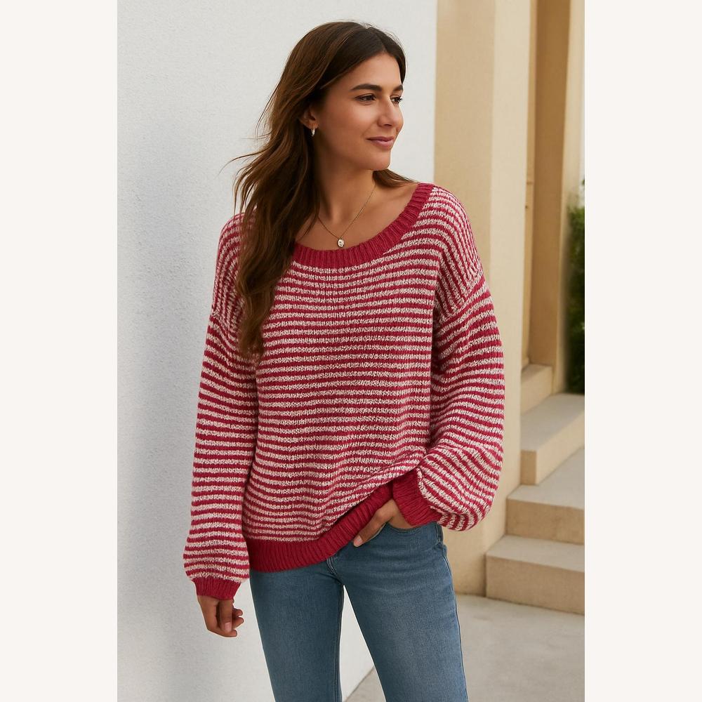 Women's Oversized Sweater in Soft Knit with Plaid Pattern – Comfort and Elegance for Winter