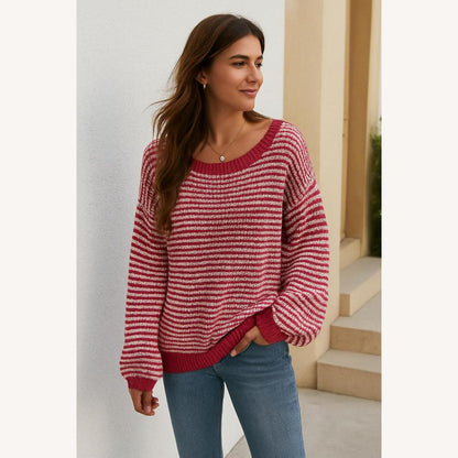 Women's Oversized Sweater in Soft Knit with Plaid Pattern – Comfort and Elegance for Winter