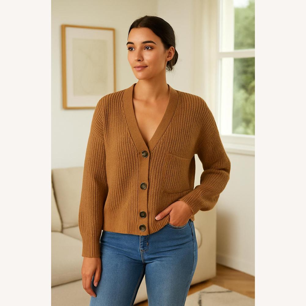 Cardigan Femme en Maille Épaisse Boutonné – Confortable et Polyvalent, Idéal pour un Look Tendance