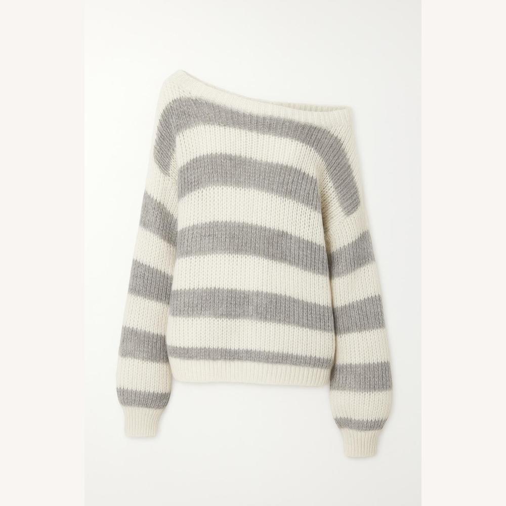 Pull Femme Rayé Confortable et Tendance en Acrylique – Coupe Décontractée, Disponible en Plusieurs Tailles