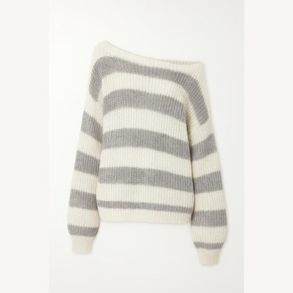 Women's Comfortable and Trendy Striped Acrylic Sweater – Relaxed Fit, Available in Multiple Sizes