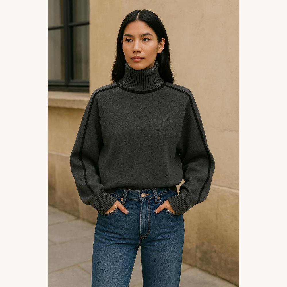 Pull de Noël Femme Col Roulé Oversize en Maille Douce – Confort et Élégance pour l'Hiver