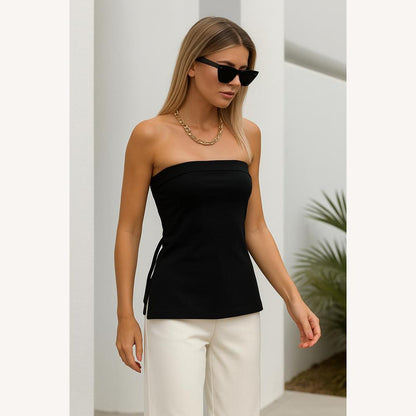 Top Elegant Bustier Tunic Woman with Knotted Detail – Chic and Versatile, Extended Length, Optimal Comfort