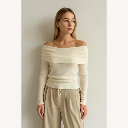 Elegant Women's Backless Top in Ribbed Knit – Chic and Comfortable White Women's Top