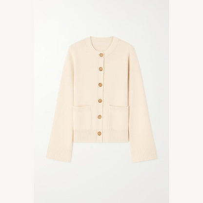 Women's Buttoned Cardigan in Soft Knit with Ribbed Details – Elegant and Comfortable, Ideal for Mid-Season