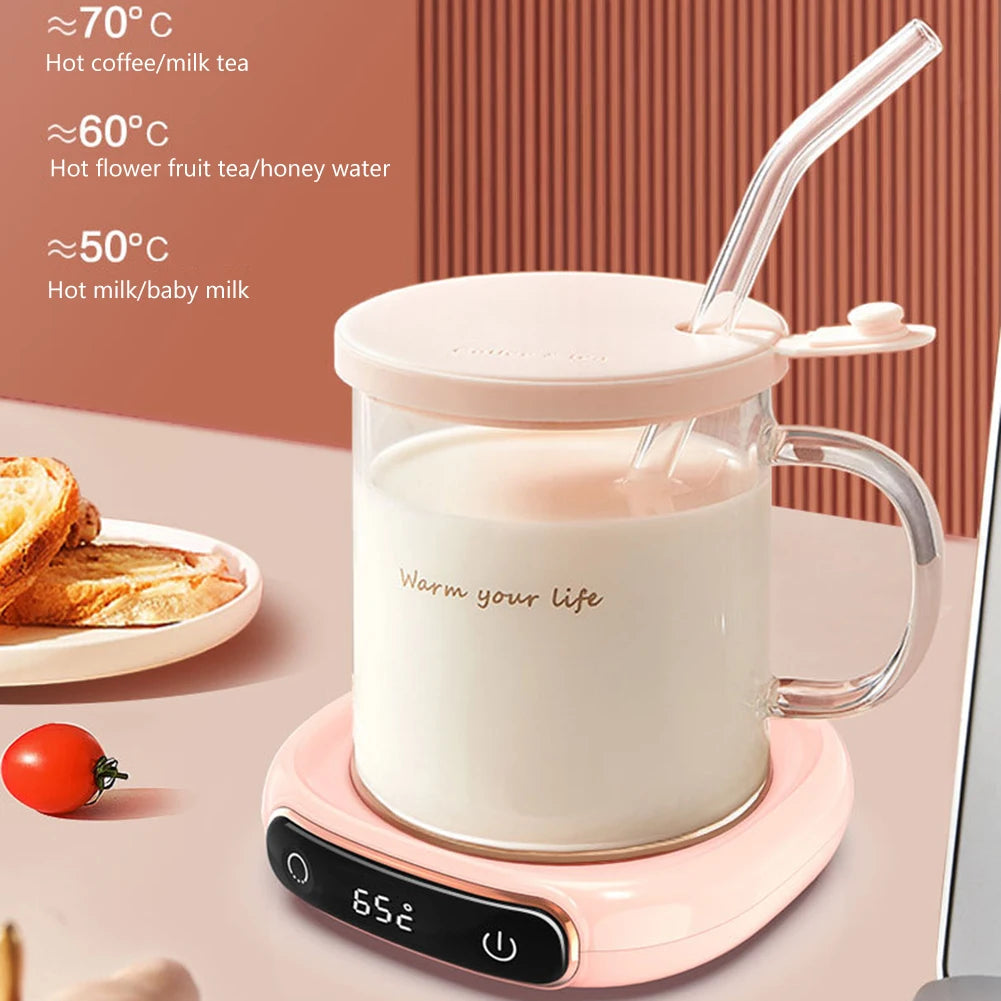 Chauffe-tasse USB portable avec 3 réglages de température pour café, thé et lait – design étanche et compact