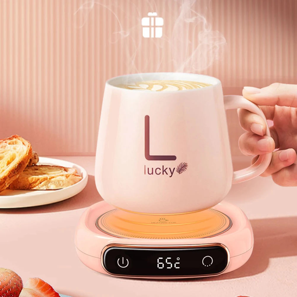 Chauffe-tasse USB portable avec 3 réglages de température pour café, thé et lait – design étanche et compact