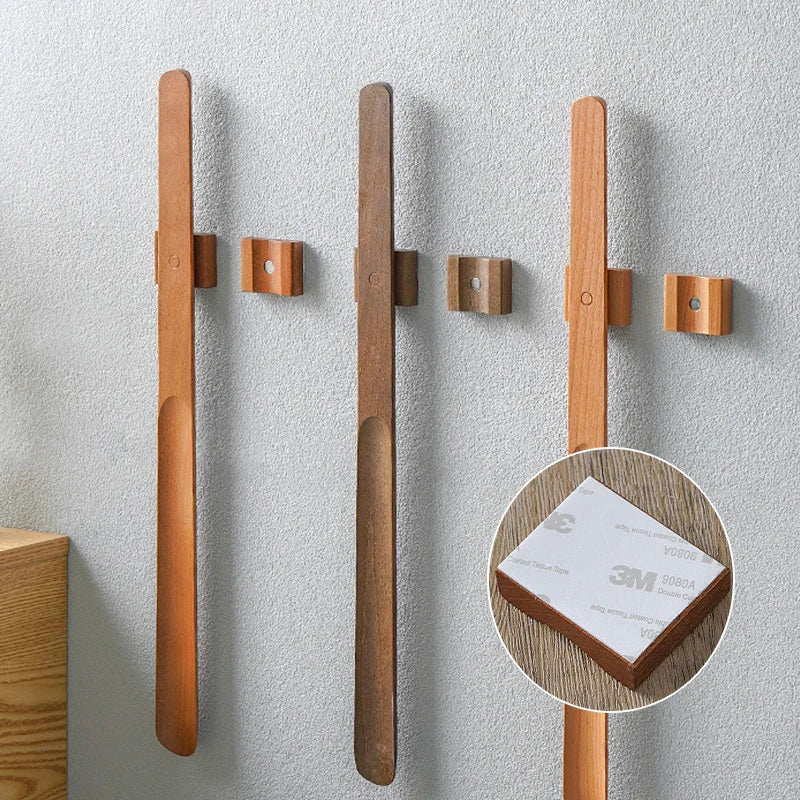 Chausse-pied en bois de hêtre avec poignée longue de 55 cm et base magnétique